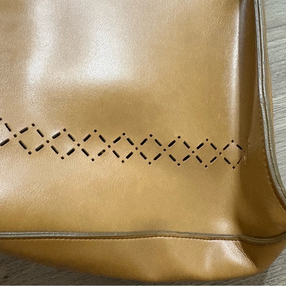 Mondani New York Purse Bag Faux Leather Light Brown Cut Out Design Classic 90s - Picture 3 of 9